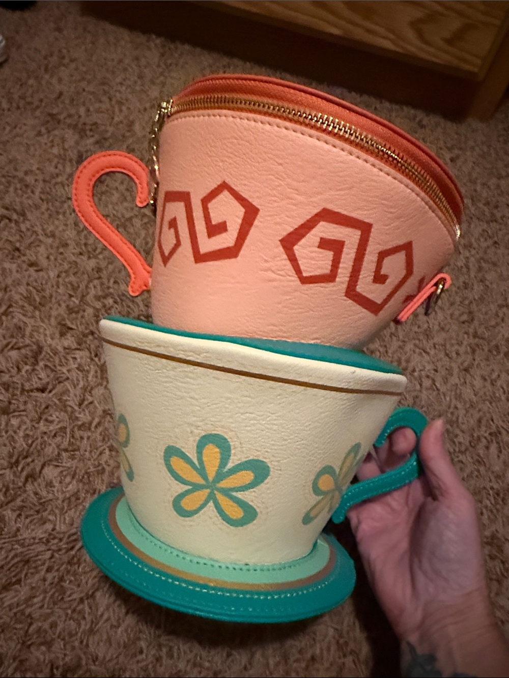 Loungefly Peach & Teal Stacked Teacup Decorative Set